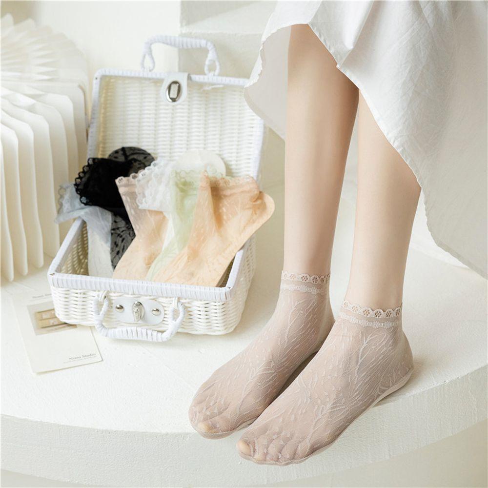 Vớ Nylon Siêu Mỏng Trong Suốt In Họa Tiết Lá Phong Cách Harajuku Thời Trang Cho Nữ