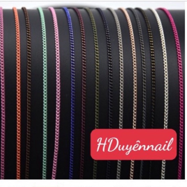 20 màu Xích sợi kim loại 50cm  trang trí móng tay nail, phụ kiện điện thoại túi sách, quần áo giày dép
