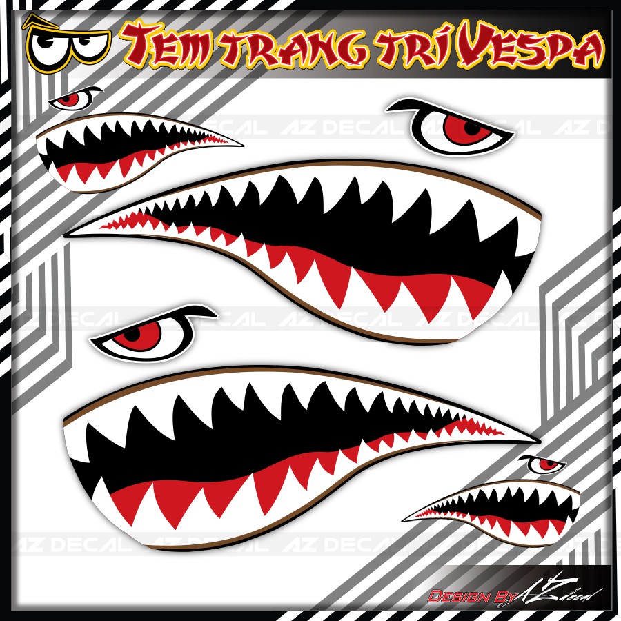 Tem Vespa LX/Sprint/Primavera/GTS Cá Mập | VP21 | Decal Vespa Rời Cắt Khuôn Sẵn, Chất Liệu Cao Cấp
