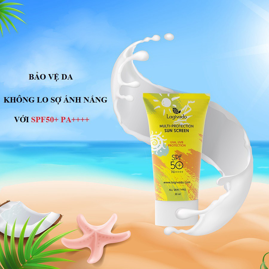 Kem chống nắng Hàn Quốc Lagivado dành cho cả da dầu mụn, nhạy cảm Multi-Protection Sun Screen SPF50+ PA++++ - 30g [HOT]