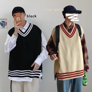 Áo Len Không Tay Cổ Chữ V Thời Trang Phong Cách Hàn Quốc Cho Nam / Nữ 3 Màu Tùy Chọn