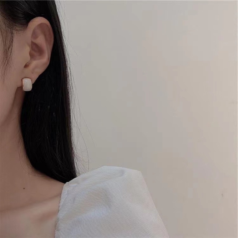 Bông Tai Nữ Mặt Đá Nhân Tạo Cao Cấp Màu Trắng Vintage LILY STORE V1.29