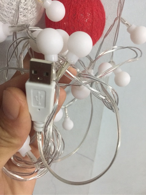 Dây đèn led Cherry Ball 40 bóng dùng pin Aa và usb giá sỉ