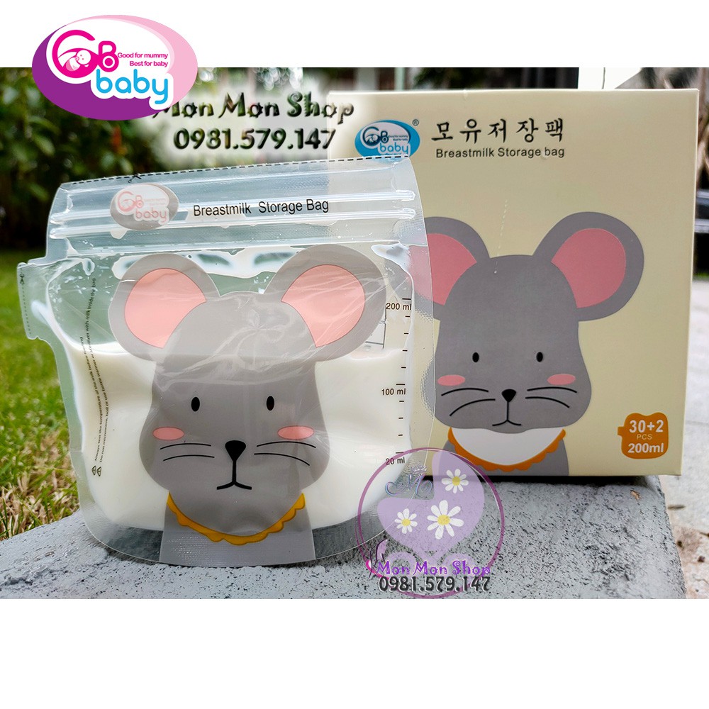 Túi trữ sữa GB Baby 200ml chuột Mickey có vòi