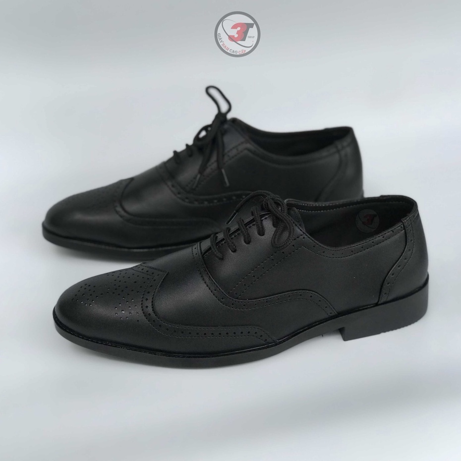 Giày nam oxford công sở  ,DA mềm màu đen trắng , Đế Cao su Cao 3cm ,Có Khâu Đế  -Bảo hành 12 tháng