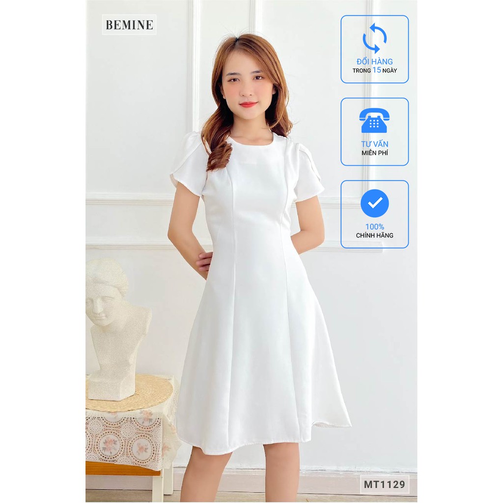 Đầm cổ Vich tay búp BEMINE MT1129TRANG