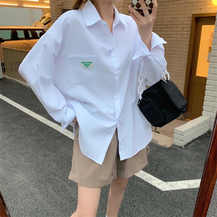 Áo Sơ Mi Nữ Dài Tay Cổ Bẻ Form Rộng Thời Trang Hàn Mới
