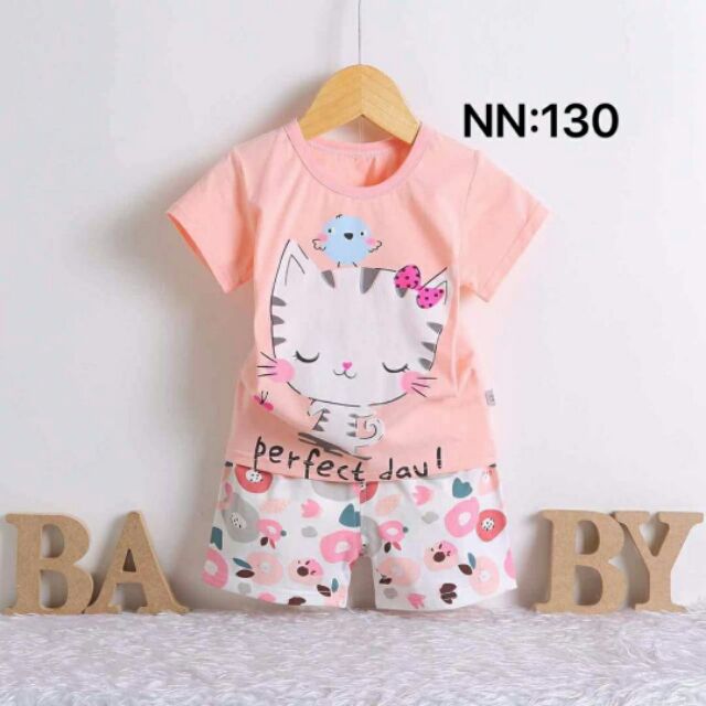 Bộ cotton bé gái xinh iu