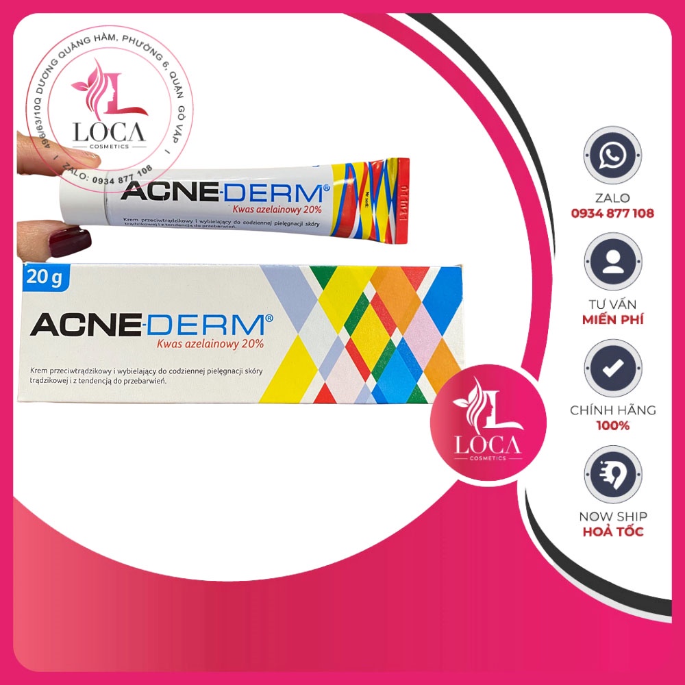 [SẴN-AUTH] Acne Derm kem làm trắng da giảm mụn Balan azelaic 20% 20g