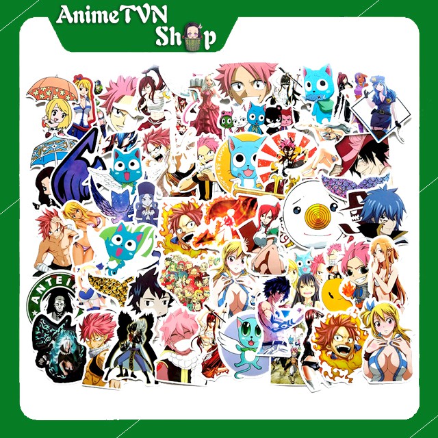 Miếng dán Sticker Anime Manga Fairy Tail (Hội đuôi tiên) trọn bộ 60 hình - In rõ ràng sắc nét khó tróc