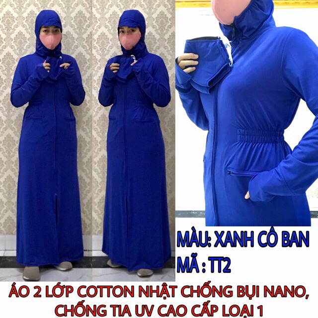 ÁO 2 LỚP COTTON NHẬT CHOÀNG DÀI TOÀN THÂN CHỐNG TIA UV CAO CẤP LOẠI 1 | BigBuy360 - bigbuy360.vn