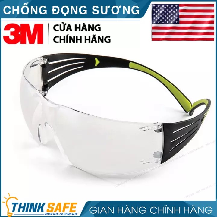 Kính bảo hộ 3M chính hãng Thinksafe, chống bụi đi đường, Kính chắn bảo hộ chống tia Uv, mắt kiếng trong suốt - SF401AF