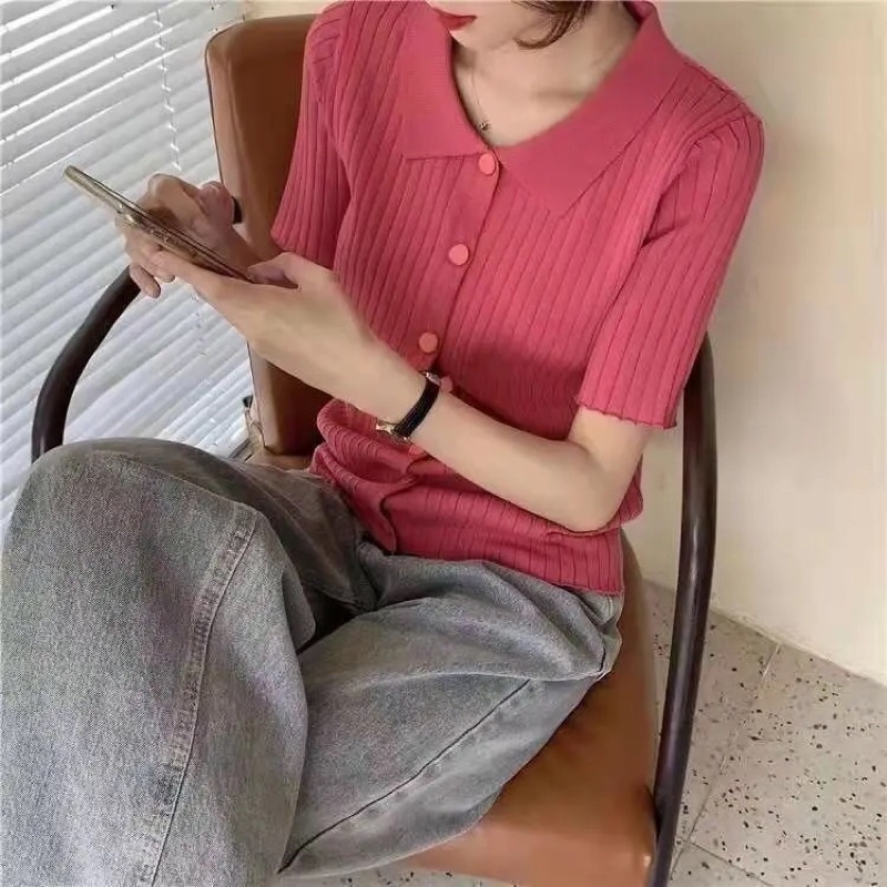 Áo polo len thoáng mát có cúc cho nàng xinh xắn | BigBuy360 - bigbuy360.vn