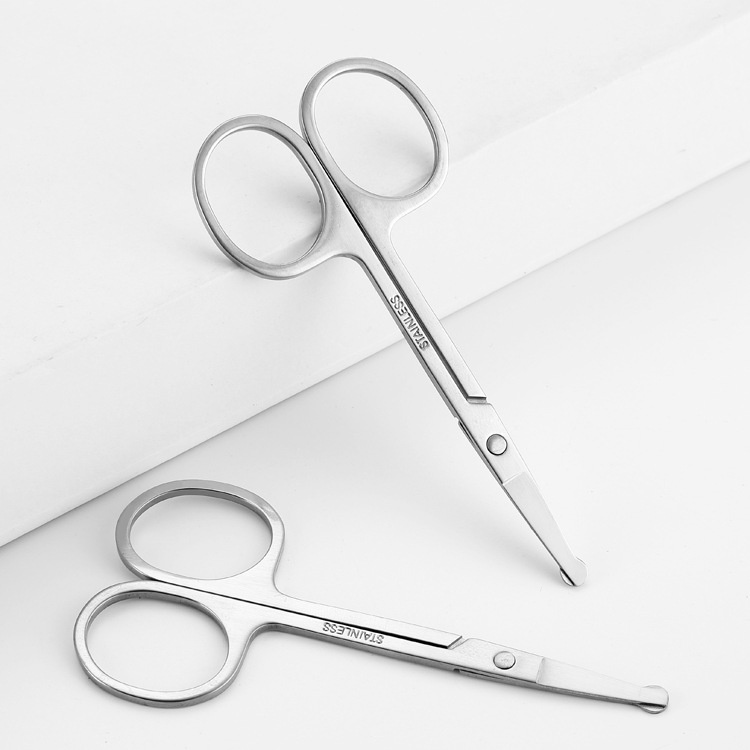 Kéo Cắt Tỉa Lông Mày Đầu Tròn Tròn An Toàn Bằng Thép Không Gỉ