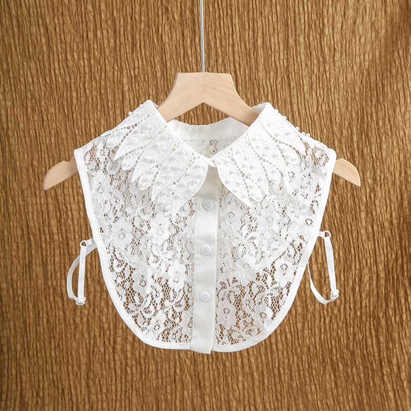 Cổ Áo Giả Ren Hoa Màu Trắng Đính Hạt Ngọc Trai Có Thể Tháo Rời Thanh Lịch Cho Búp Bê
