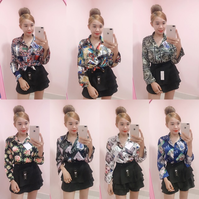 Áo phi lụa hoạ tiết 130k