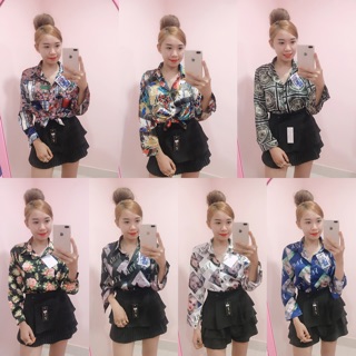 Áo phi lụa hoạ tiết 130k