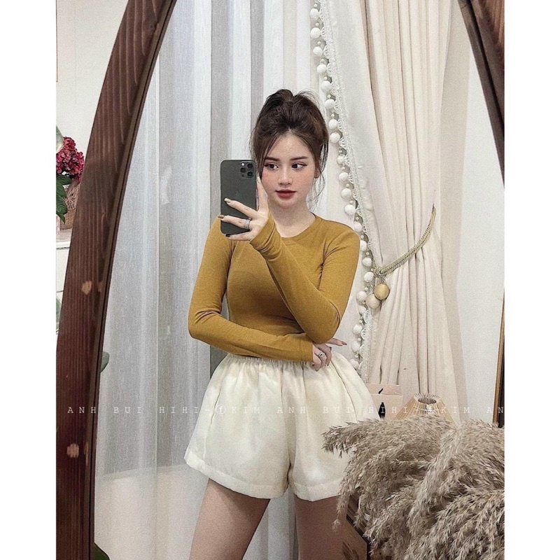 Áo len tăm cổ tròn kiểu basic