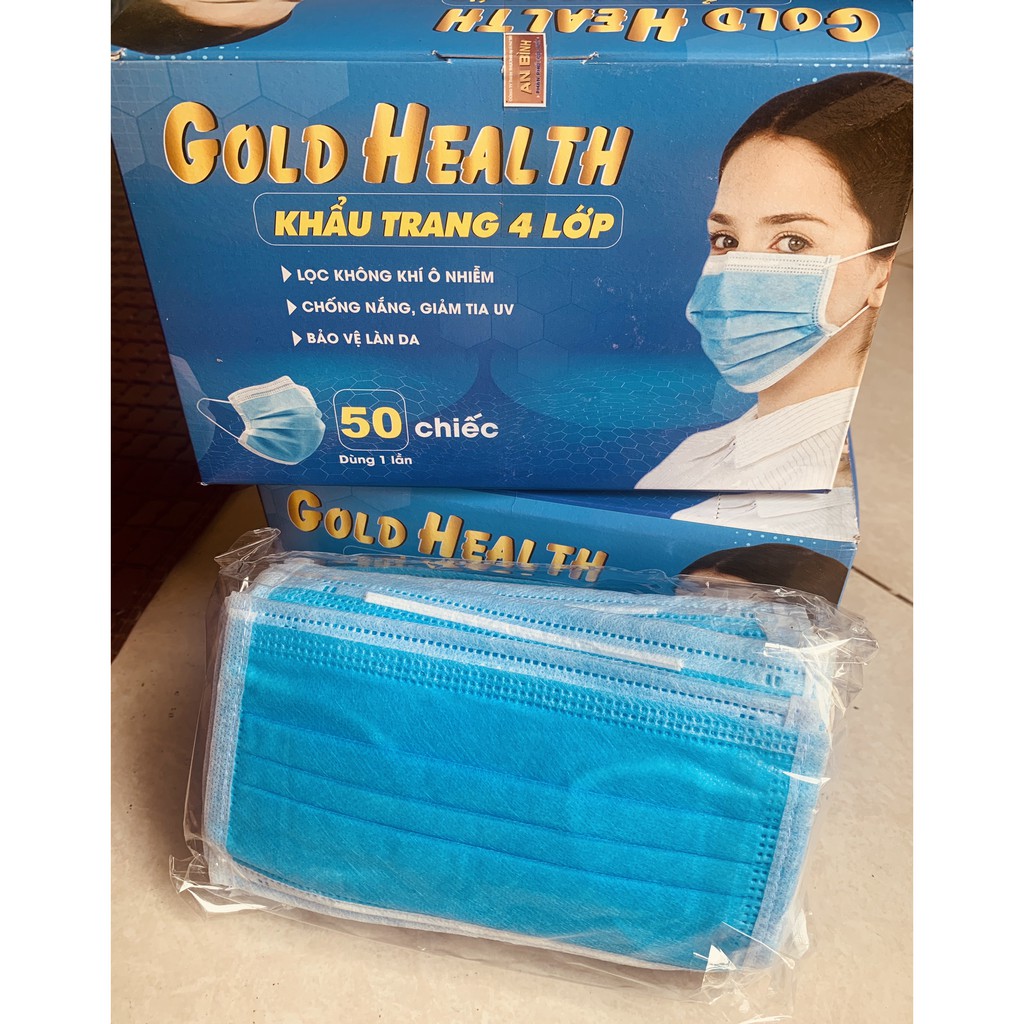 (Hàng sẵn sll) Hộp 50 cái Khẩu trang GOLD HEALTH kháng khuẩn, lọc bụi, tái sử dụng, giá 150k / hộp. -giadunghn1