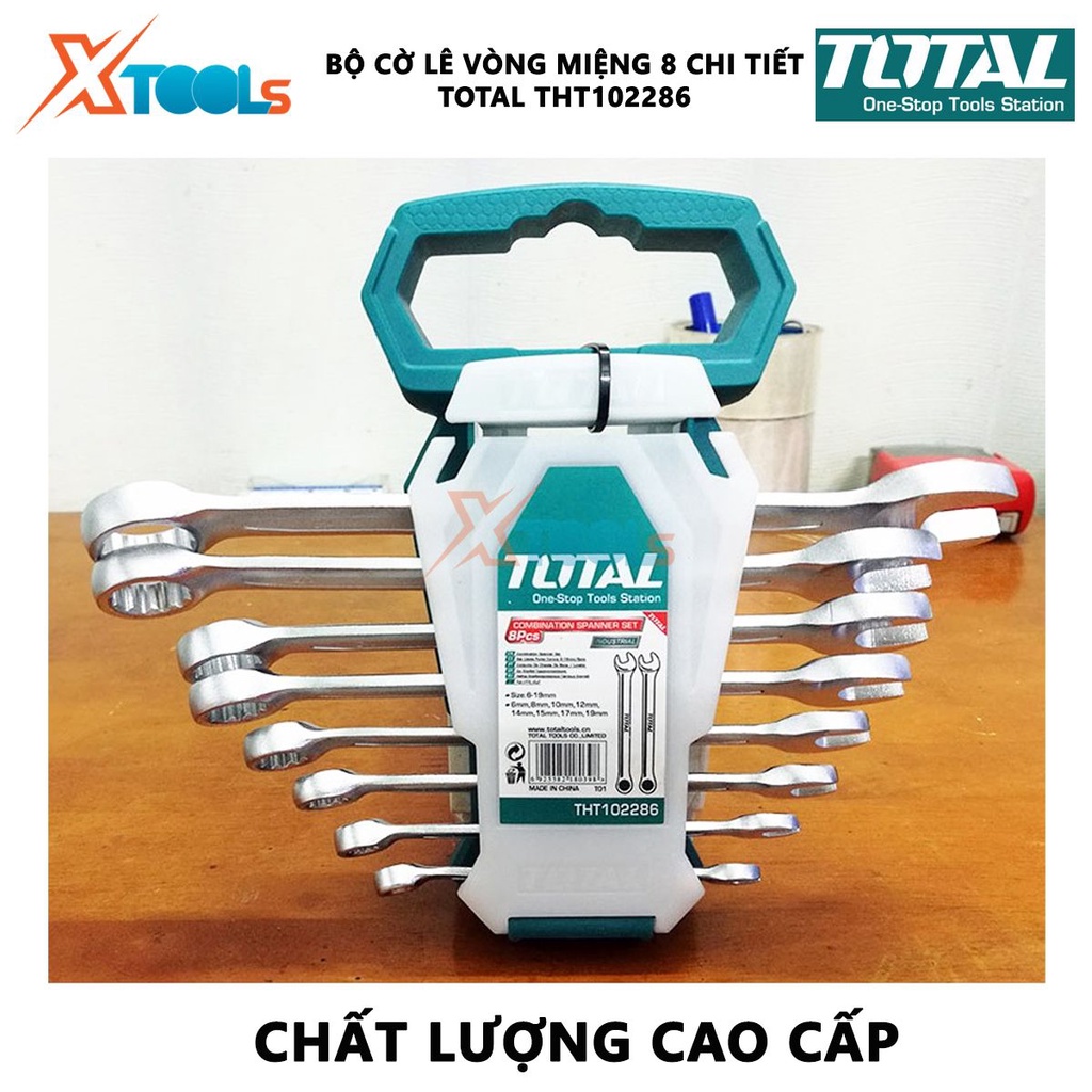 Bộ cờ lê vòng miệng 8 chi tiết Total THT102286 | Bộ 8 cờ lê vòng miệng kích thước 6-19mm (6mm,8mm,10mm,13mm,14mm