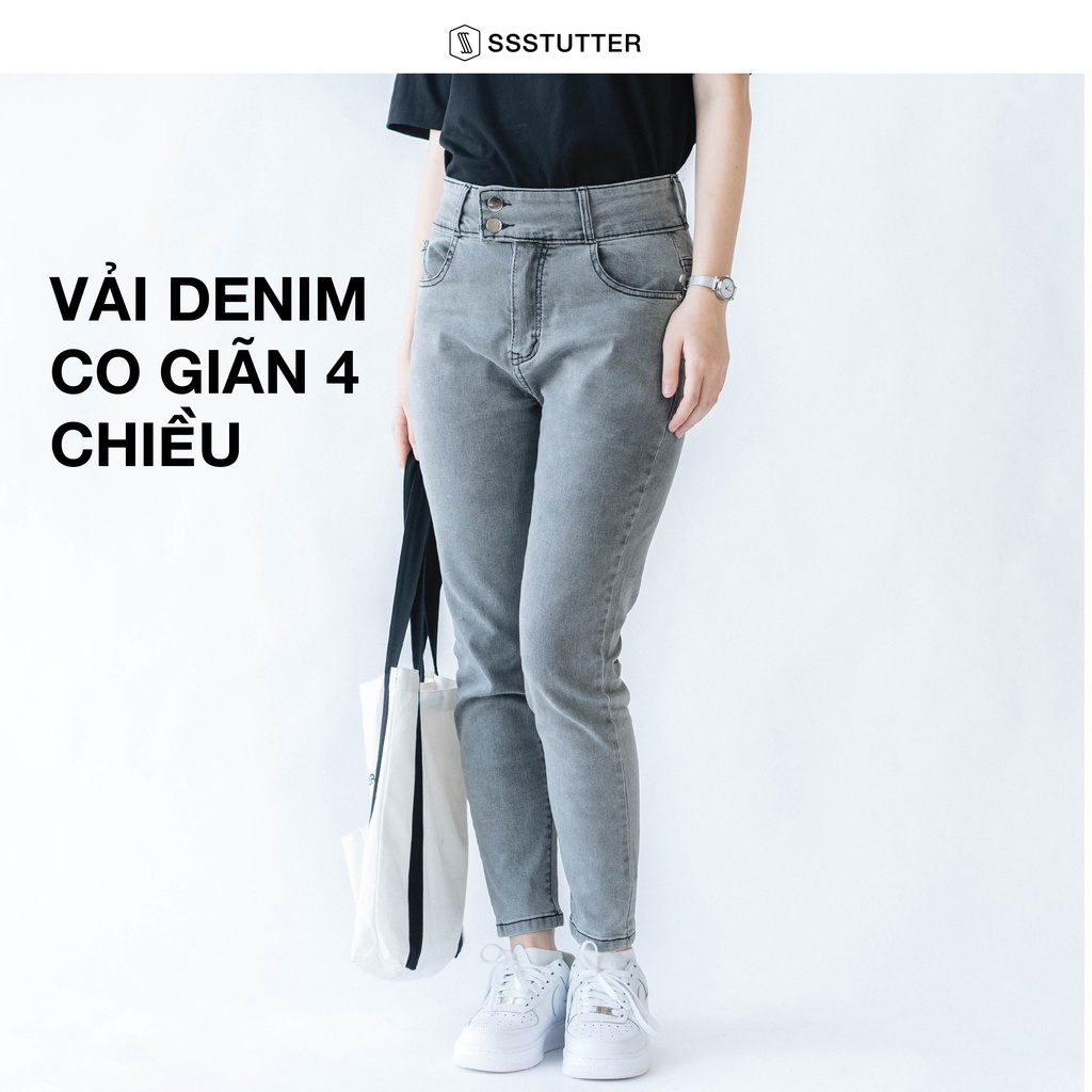 Quần jeans nữ SSSTUTTER cạp cao ống ôm High Waist Jeans