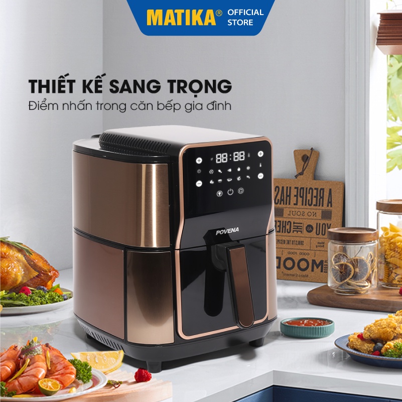 [Mã BMBAU300 giảm 10% đơn 499K] [Mã ELHADEV giảm 4% đơn 300K] Nồi Chiên Không Dầu Điện Tử POVENA dung tích 9.8L PVN-3698