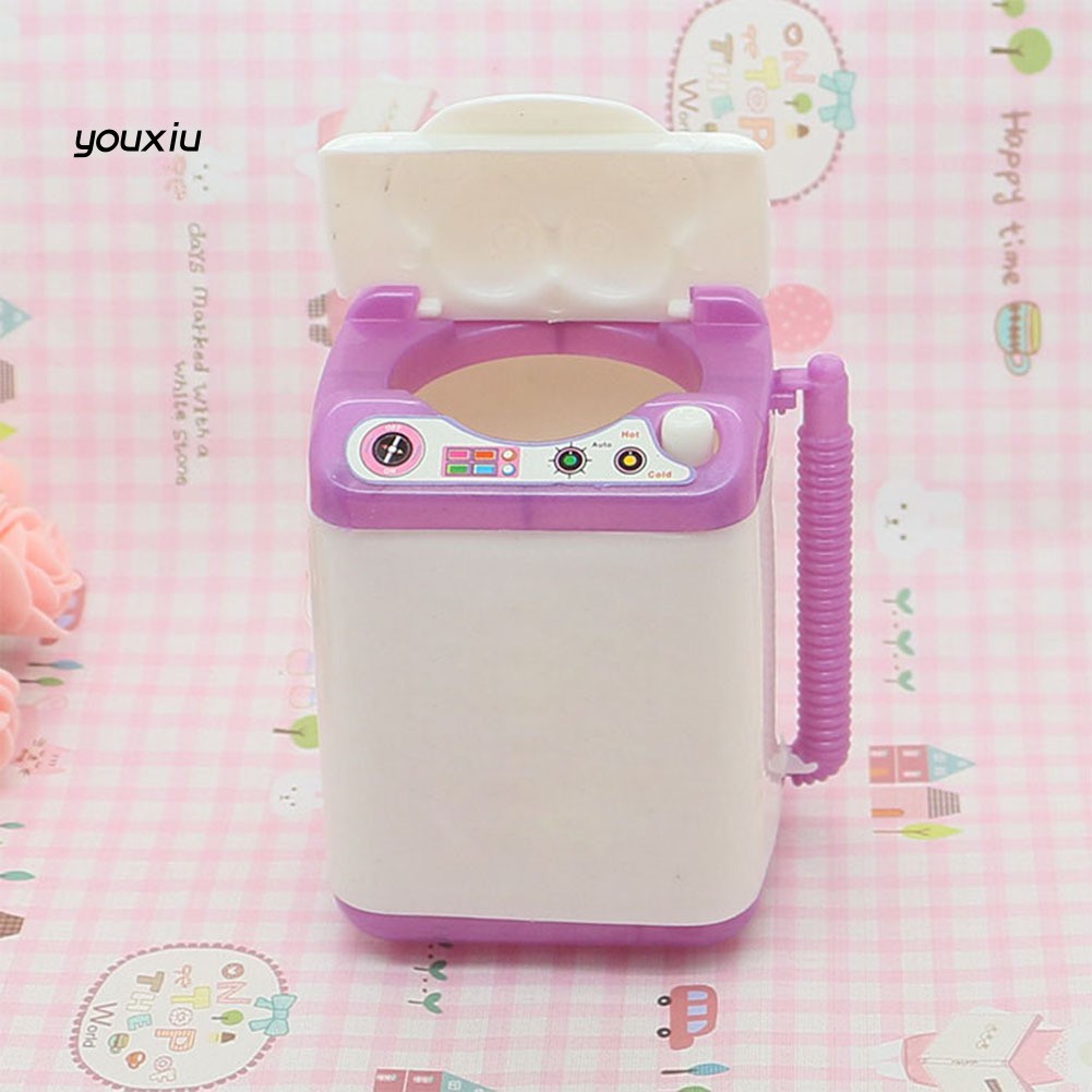 ♛YEWJ♛Cute Silicone Doll Washing Machine Mini Washer Doll House Furniture Accessory