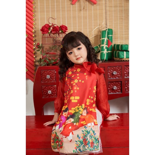 🥰 Siêu phầm sét áo dài cách tân tết bé nhẹ nhàng cách điệu hàng thiết kế cao cấp ảnh thật 100%