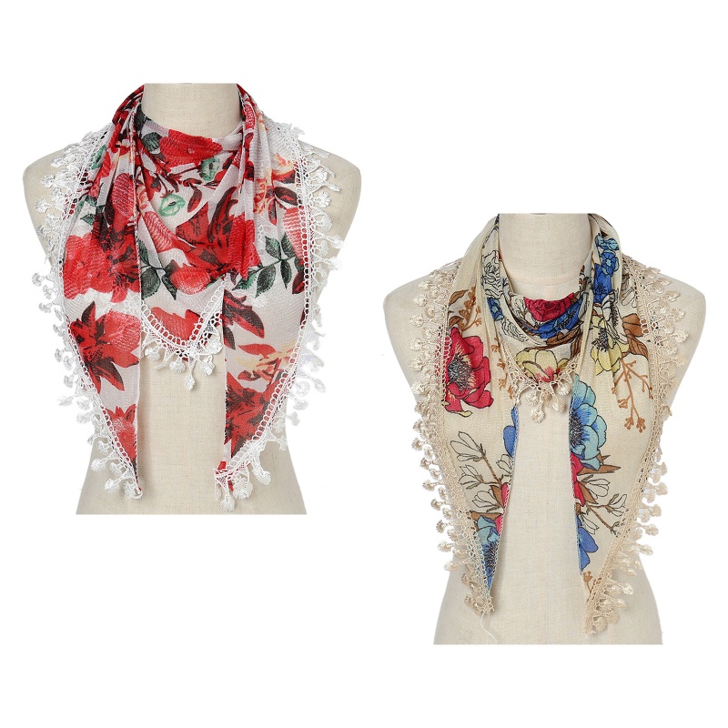 Khăn Choàng Cổ Có Tua Rua In Họa Tiết Hoa Phong Cách Bohemian