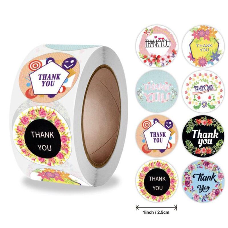 Cuộn 500 Miếng Dán Trang Trí In Chữ Thank You