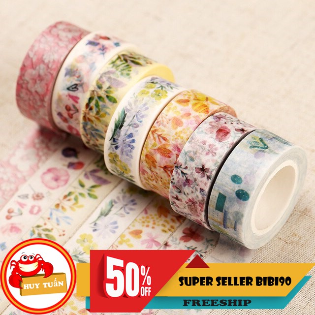 Cuộn 2 mét băng keo, băng dính hoạt hình trang trí sổ tay, gói quà, làm thiệp handmade (BDHH01)