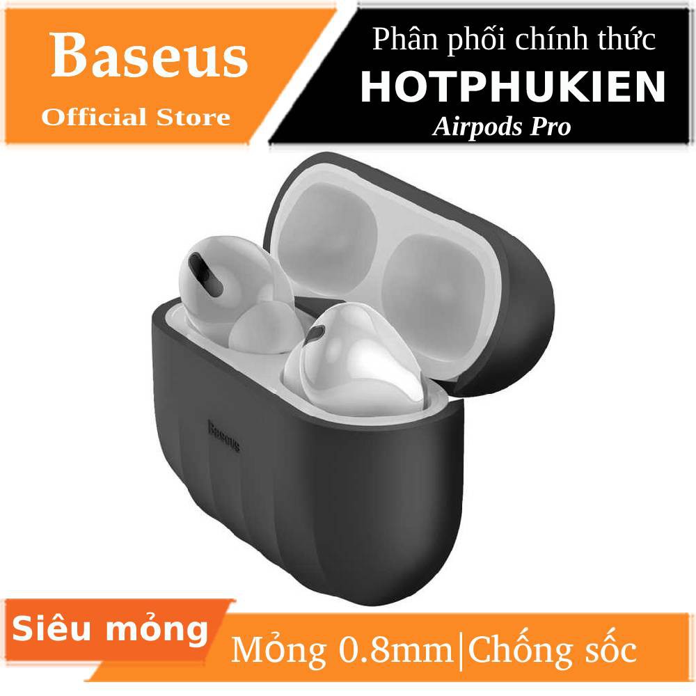 Bao case chống sốc silicon siêu mỏng cho tai nghe Apple Airpods Pro hiệu Baseus Shell Pattern - Hàng chính hãng