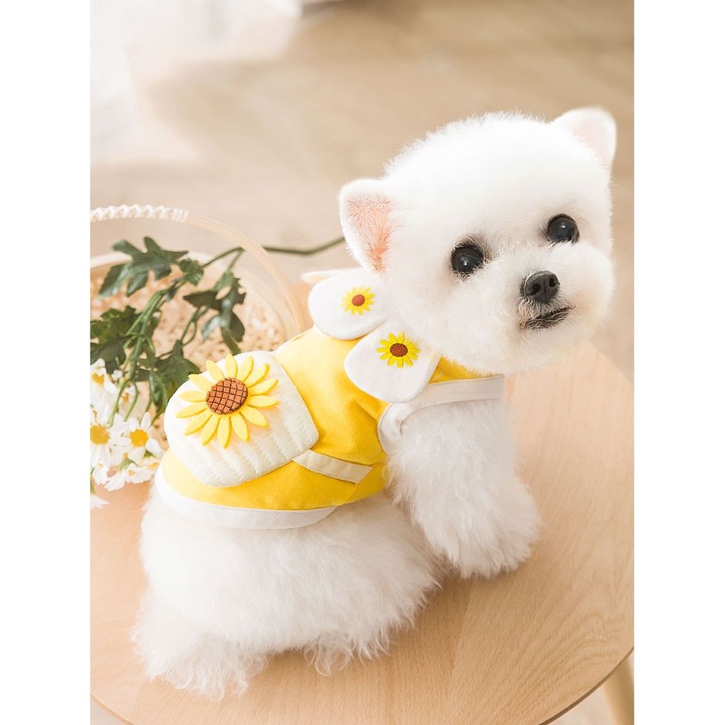 Túi đeo hoa hướng dương Áo vest mỏng cho chó con Quần mùa hè Teddy Dog nhỏ hơn gấu trúc xuân và thu