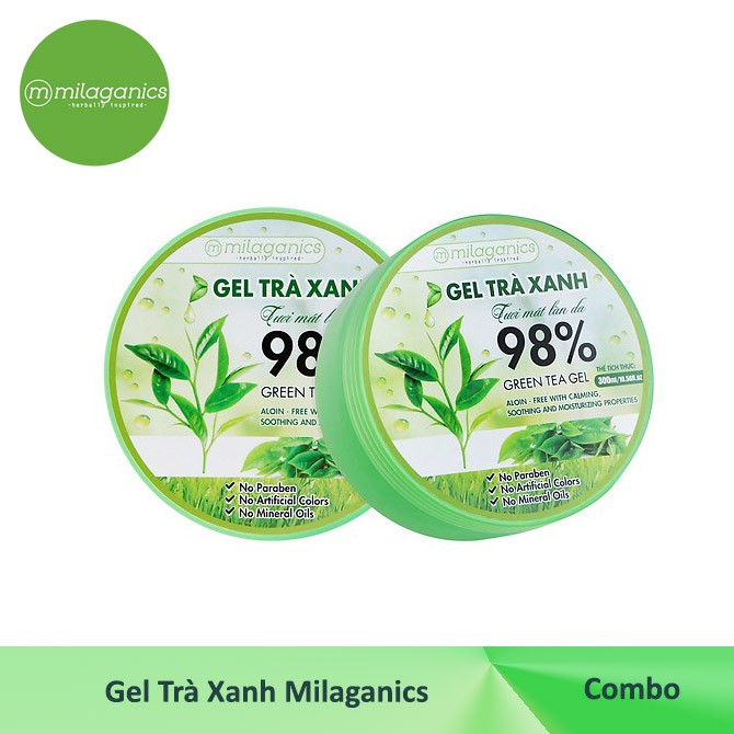 Combo 2 Gel Trà Xanh Tươi Mát Làn Da Milaganics (300ml / Hộp)