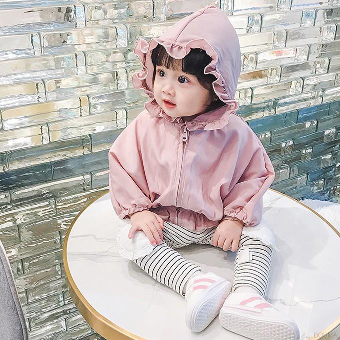 Áo hoodie có nón chống nắng kiểu dáng xinh xắn dành cho bé gái 0-3 tuổi