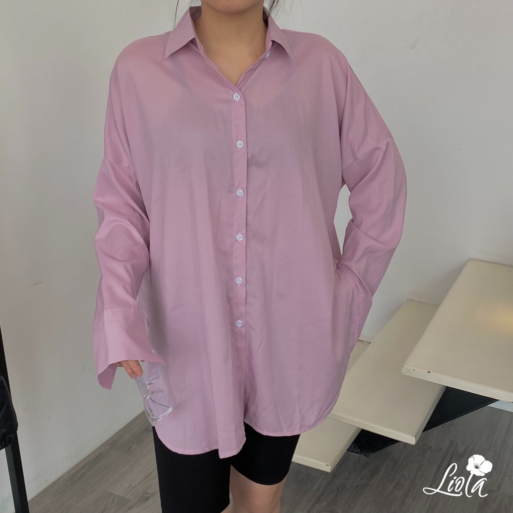 Áo sơ mi oversize dáng rộng nhiều màu trendy phiên bản mỏng chất liệu cotton tơ siêu mềm mịn và bay | LIOLA