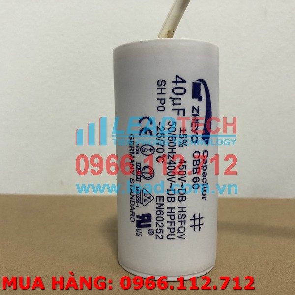 Tụ điện ZHEYO CBB60 40uF 450VAC Dây cắm