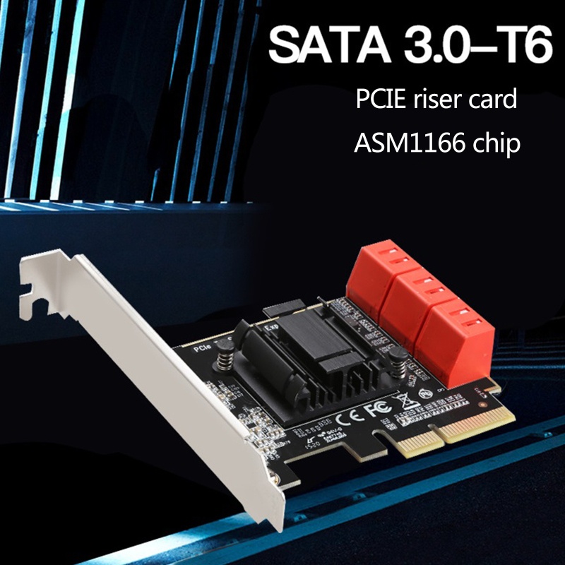 Thẻ Mở Rộng PCIe 3.0 6 Cổng 6 Gbps PCIe ASM1166 Chip Hỗ Trợ Windows Cho Ma