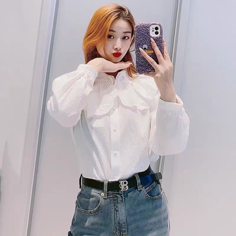 Áo sơ mi trắng cổ bèo Peacebird