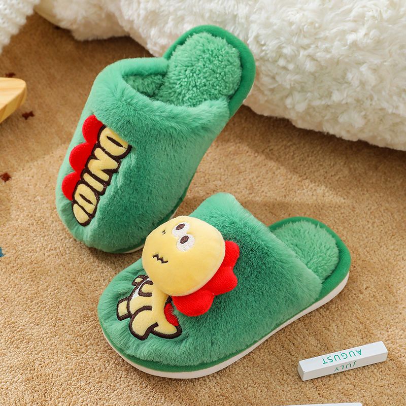 Dép Bông Đi Trong Nhà Giữ Ấm Mùa Đông Mềm Mại Hình Khủng Long Hoạt Hình Cỡ Vừa / 50% Cho Bé Trai / Bé Gái