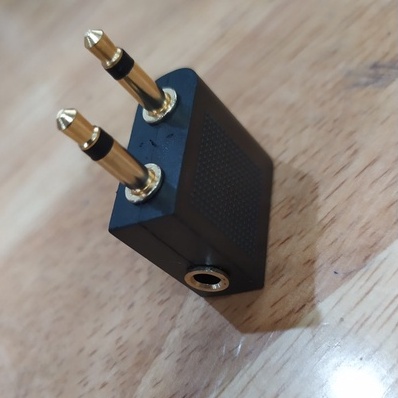 Đầu Gộp 2 Audio 3.5mm Mono Vào 1 Audio 3.5mm Stereo - Jack Cắm Tai Nghe Trên Máy Bay - AUDI265