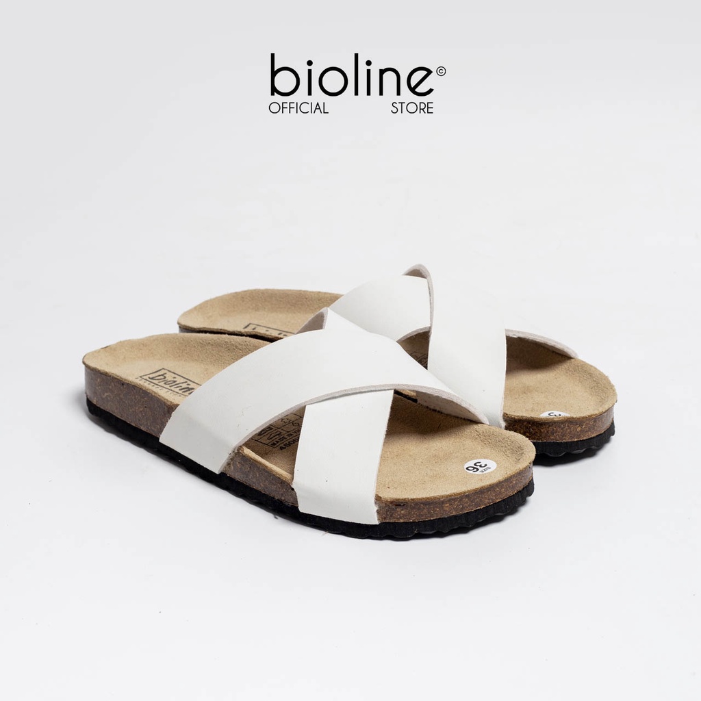 PU03- Dép đế trấu BIRKEN quai chéo da PU cao cấp, dép đi trong nhà chính hãng BIOLINE
