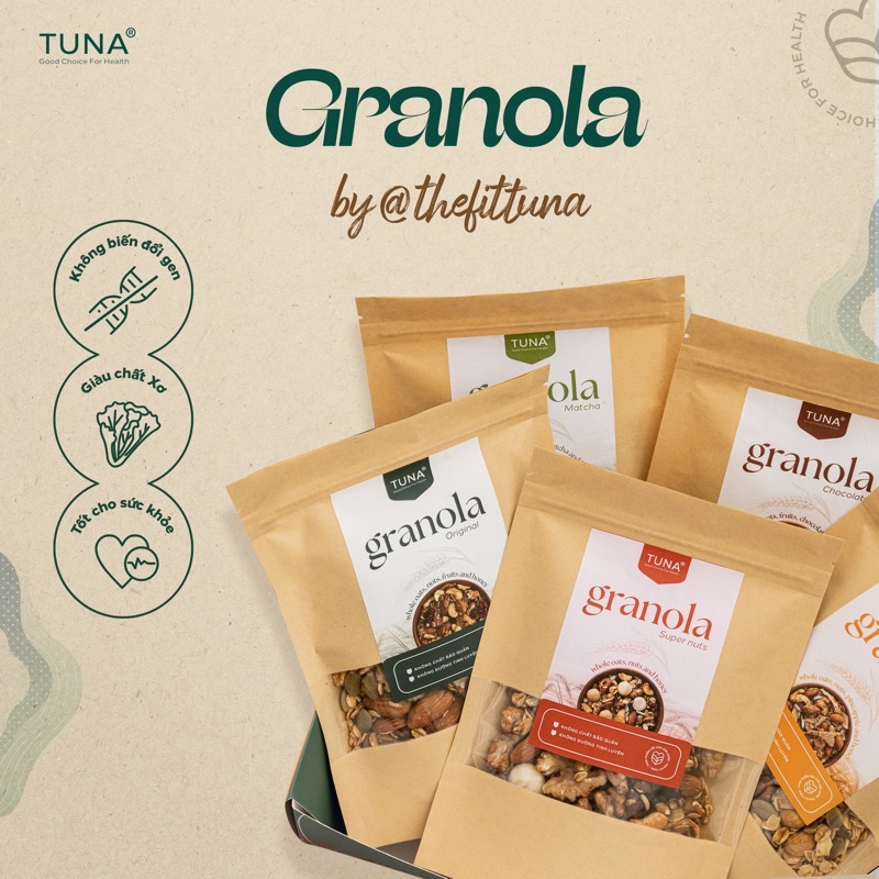 Granola KHÔNG NHO ăn kiêng tăng cơ giảm mỡ không đường