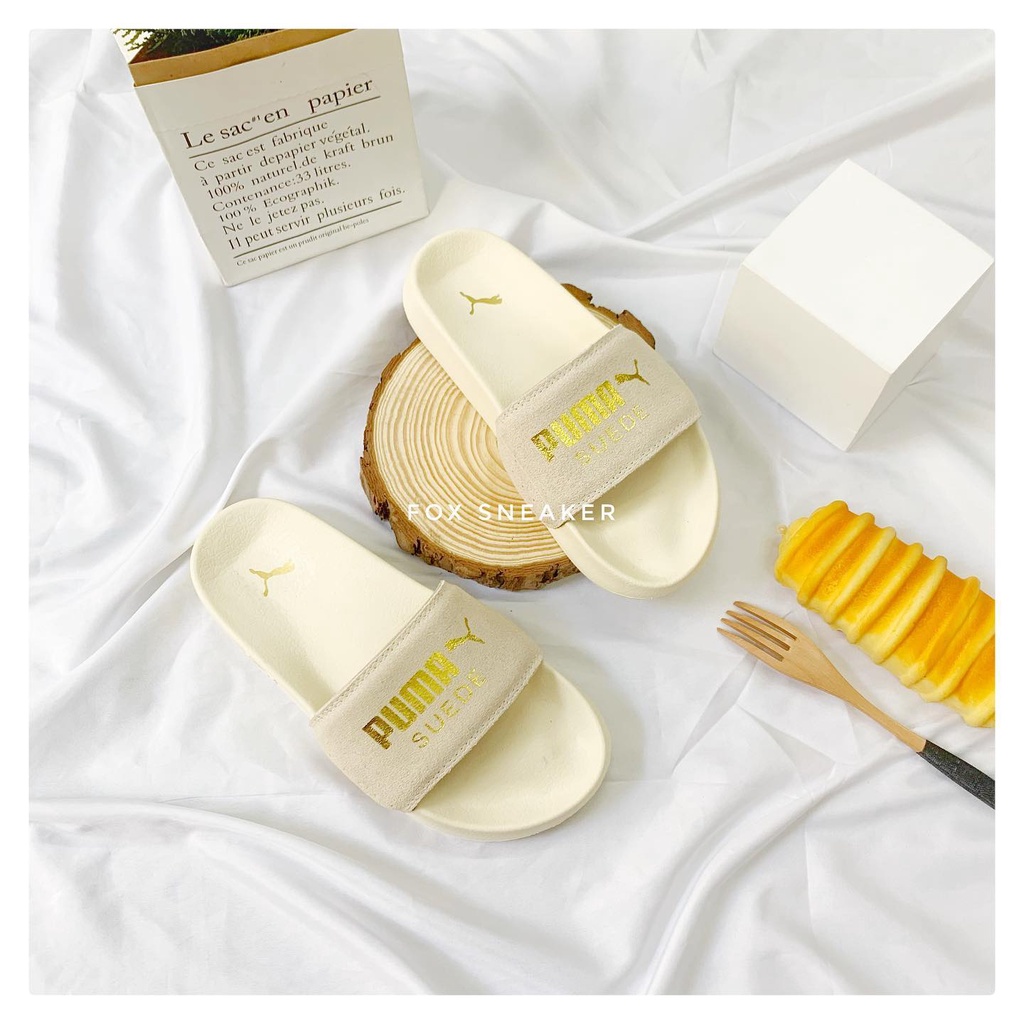(Chính Hãng) Fox Sneaker - Dép P.U.M.A Suede màu bơ kem sữa cực đẹp. dễ mang
