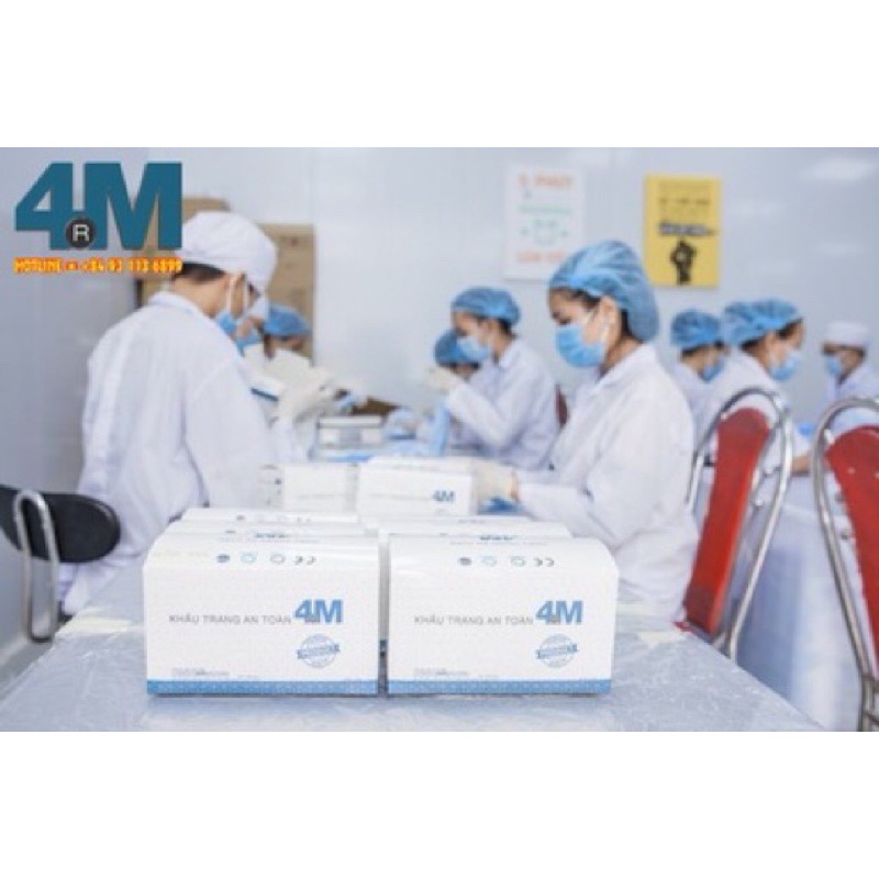 Hộp 50 cái khẩu trang y tế cao cấp 4 lớp 4M Mask chuyên xuất khẩu
