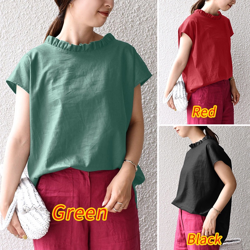 Áo ZANZEA tay ngắn màu trơn thời trang dành cho nữ