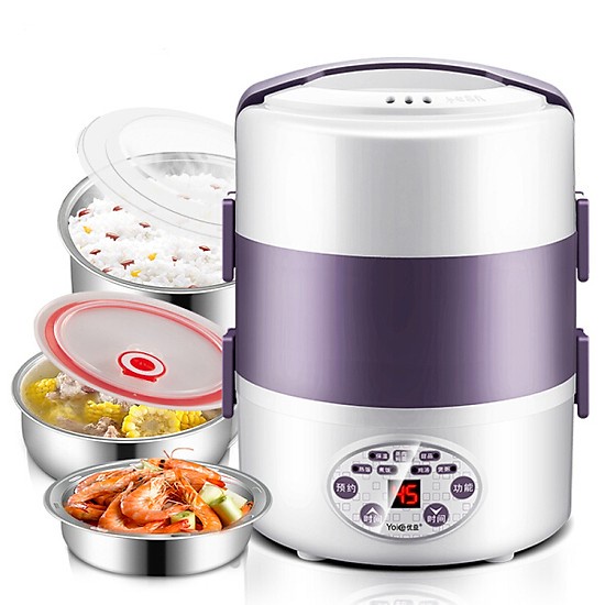 Hộp cơm cắm điện Yoice DFH12, 2.0 lít, chức năng hẹn giờ, nấu chín cơm, hâm nóng và giữ nhiệt thức ăn, hộp cơm văn phòng