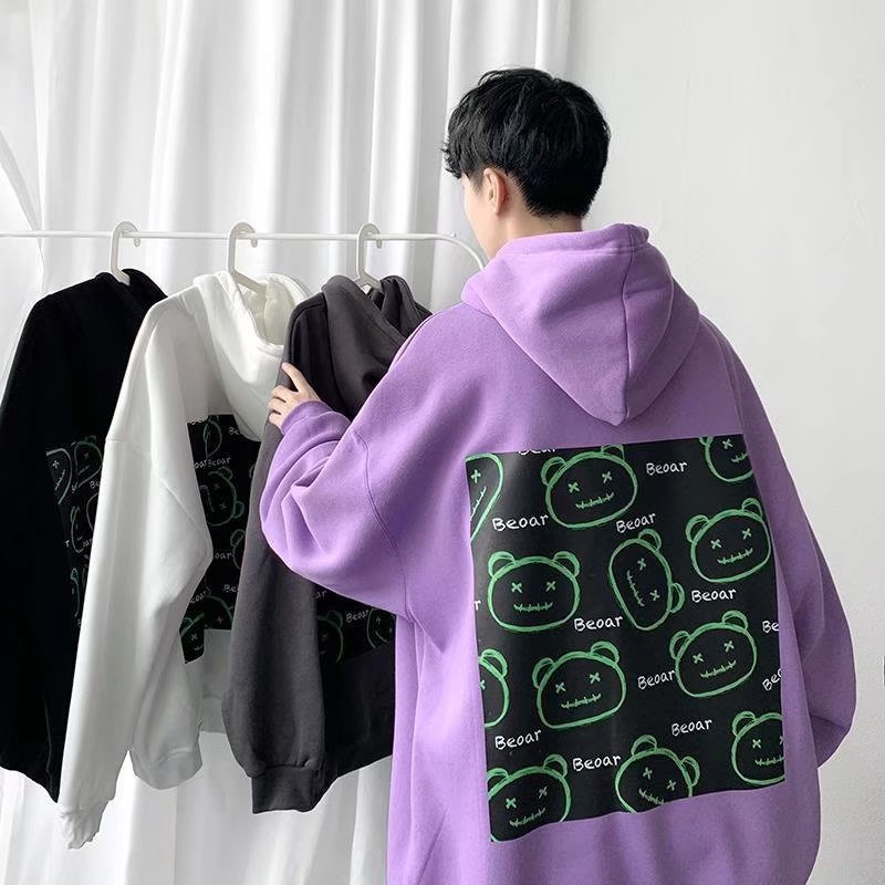 Áo hoodie tay dài dáng rộng in họa tiết thời trang mùa thu mới trẻ trung dành cho nam
