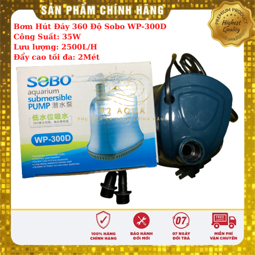 Bơm Hút Đáy 360 Độ Sobo WP-300D (35W - 2500L/H - 2M) - Bơm Chìm Hút Cặn Cho Bể Cá