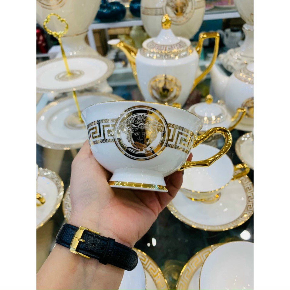 Bộ Ấm Chén Phong Cách Hoàng Gia Bằng Gốm Sứ Thủ Công Cao Cấp.